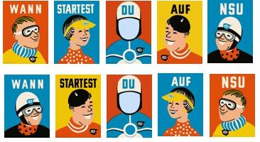 NSU Werbetafeln, Wimpel - Wann startest Du auf NSU