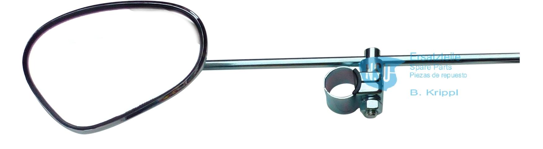 Mirror with oval mounting clamp