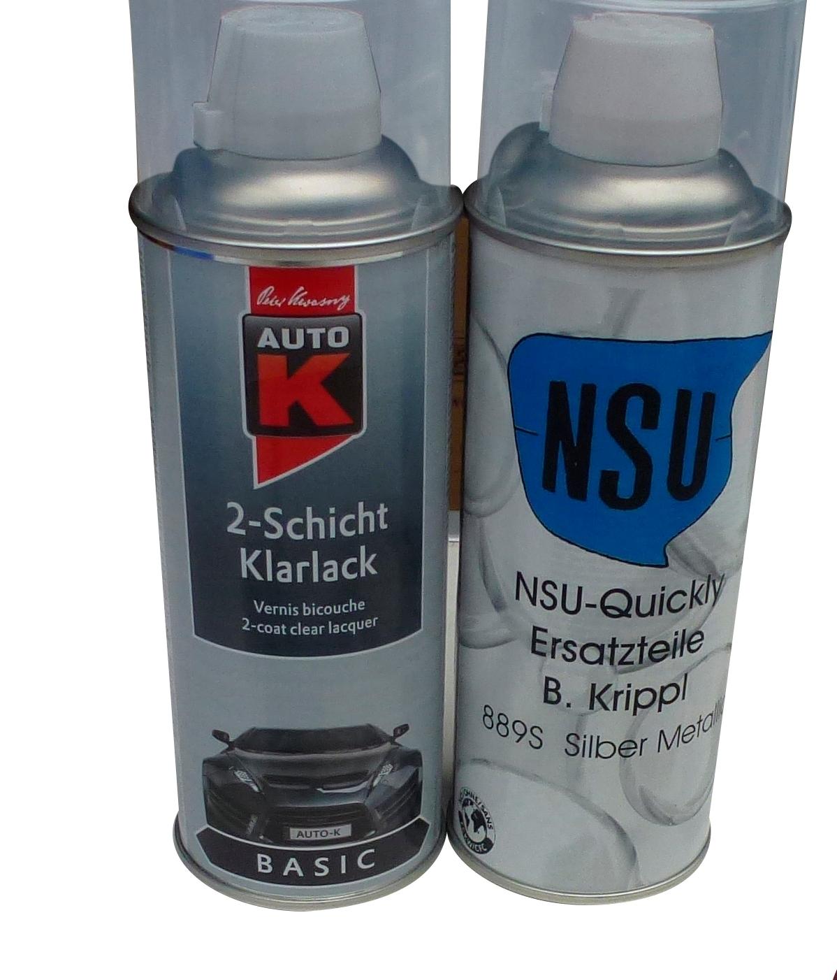 Silver paint spray 400ml + clear coat spray (set)