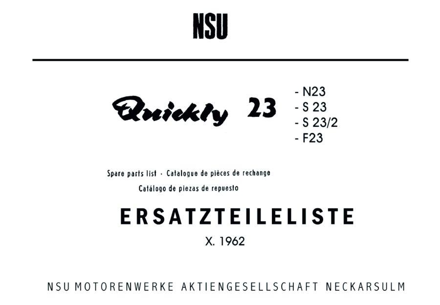 Ersatzteilliste f.N23,S23,S23-2,F23 Ersatzteilliste f.N23,S23,S23-2,F23