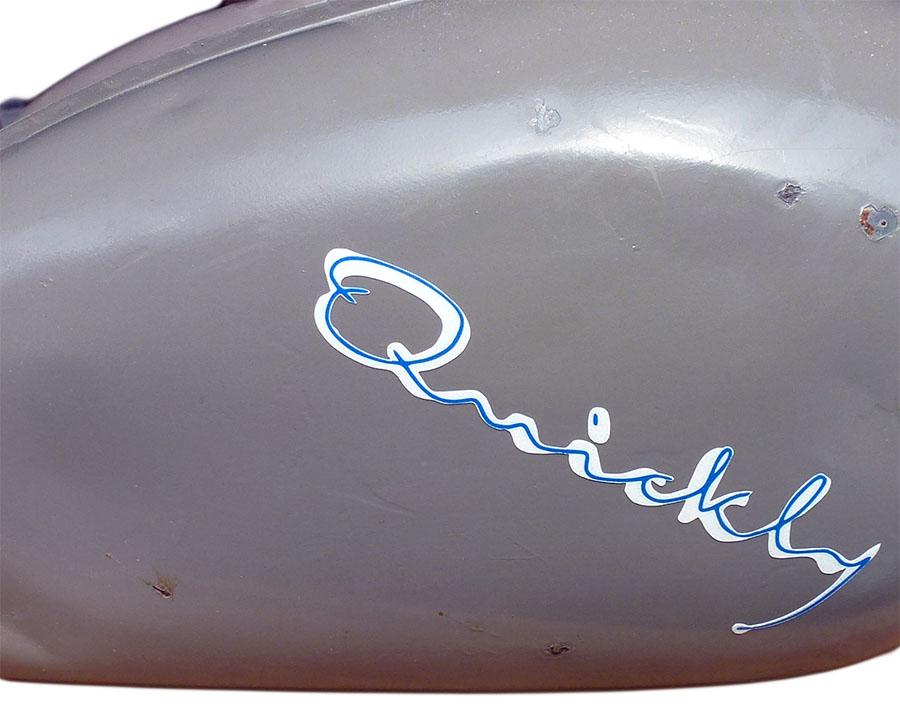 Decal "Quickly" white with blue lines Decal "Quickly" white with blue lines